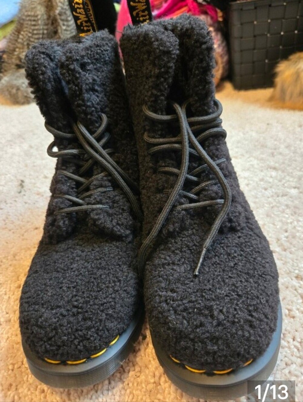 NWOB!! Dr Martens 1460 Black LUX BORG Faux Shearling Boots. Size 8 - Picture 8 of 8